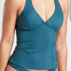 Athleta Two Piece Sculpted Halter Tankini & Sculpted Bikini Bottoms. Brand New With Tags And Hygienic Liner In Tact. Color Is Ocean Wave Teal. Medium Bottoms With Size 34 B/C Top. Sports Swimwear With Built-in Bra And Stretch, Sleeveless Tankini With Built-in Cups For Poolside, Sporty Racerback Tankini With Built-in Bra, Fitted Workout Tankini With Built-in Bra, Sports Tankini With Built-in Bra And Stretch, T-back Tankini With Built-in Bra For Swimming, Sporty Beach Tankini With Built-in Bra, Sports Halter Neck Tankini With Built-in Bra, Sporty Beach Tank Top With Built-in Bra