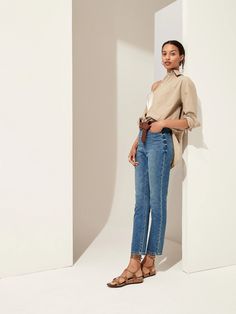 Ultra High-Rise Slim Jean | Banana Republic Best Jeans For Short Women, Jeans For Short, Best Jeans For Women, Jeans Outfit Women, Flattering Jeans, Curvy Shorts, Comfy Jeans, Short Women, Banana Republic Jeans