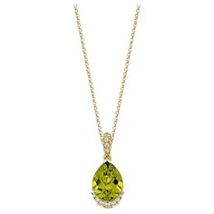 Luxury Yellow Gold Peridot Necklace, Pear Pendant, Peridot Pendant, Peridot Necklace, Peridot Gemstone, Pendant Design, Pear Shape, White Diamond, Pear Shaped