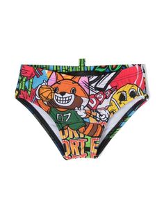 multicolour all-over graphic print elasticated waistband stretch-design Be mindful to try on swimwear over your own garments. Be Mindful, Printed Swim, Swim Trunks, Try On, Swim Shorts, Graphic Prints, Boy Outfits, Fashion Branding