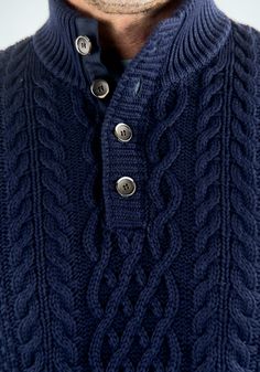 FEATURES & FITThis timeless wardrobe staple, Tailor Vintage chunky cable-knit sweater is crafted from a soft cotton blend, making a superb layering piece during the cooler months. Button closure at front. Fabrics:100% Combed Cotton Care Instructions:Machine wash cold, lay flat to dry Campus Fashion, Chunky Sweaters, Chunky Cable Knit Sweater, Oxford Style, Style Sweaters, Timeless Wardrobe, Timeless Wardrobe Staples, Cable Sweater, Knitwear Men