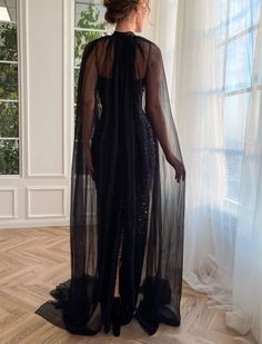 Manet Muse Gown | Teuta Matoshi Dress With Overlay, Black Mermaid, Beaded Tulle, Unique Prom Dresses, Beaded Prom Dress, Evening Dresses Cocktail, Prom Formal, Black Gown, Dress Spaghetti