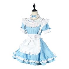 Blue Lolita Maid Dress Uniform Condition: Brand NewColor: BlueSize: S-5XLMaterial: Cotton and PolyesterSleeves: Long Flare SleevesIncluded: Dress+Apron+Headwear+Neckwear+Two Sleeves Blue Harajuku Costume For Costume Party, Fitted Fairycore Dress For Cosplay, Princess Style Dresses With Ruffles For Cosplay, Fairycore Fitted Dress For Cosplay, Fitted Blue Cosplay Costume For Costume Party, White Fairycore Costume Dress, Fitted Fairy Kei Style Dress, Fitted Fairy Kei Dress For Fancy Dress, Fitted Fairycore Dress For Cosplay Events