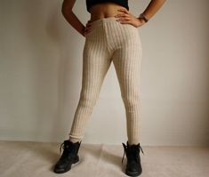 Very comfortable, soft and warm :)  Beige  Ribbed  Knitted Stretch Leggings , For Cool Woman.Beige  Ribbed Knitted Stretch Leggings, Workout Leggings, Dancing Leggings, Leggings for Women, Ribbed Leggings, Christmas Gift, Gift for Her.Very comfortable. Good for Training, Exercise, Yoga, Dance, Wearing to the Winter way or just relaxing home . Also Prefect for Back packers and Pregnancy. Very easy to wear .They are available in different sizes. Choose your size and join the fun.Perfect for your s Stretch Footless Winter Pants, Winter Stretch Footless Pants, Stretch Knitted Bottoms For Winter, Winter Stretch Knitted Bottoms, Knitted Stretch Bottoms For Winter, Knitted Stretch Winter Bottoms, Ribbed Tight Bottoms For Winter, Tight Ribbed Bottoms For Winter, Tight Ribbed Winter Bottoms