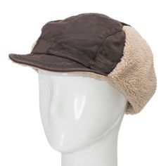 Stay extra warm this winter season and have a great aviator look with this Faux Leather Aviator Hat. This aged faux leather-like, thick trooper hat features a 4 inches deep crown, fully lined with a plush faux fur-like material to ensure you stay warm and bundled no matter the weather. Attached with a soft 1 3/4 inches long bill for rain protection and 5 inches long earflaps with chin strap snap closure. Comfortable fit. The Aviator hat is water repellent. Faux leather. Fashionable for both men Adjustable Cap With Faux Fur Lining, Brown Aviator Winter Hats, Brown Cap With Fleece Lining, Winter Brown Aviator Hats, Adjustable Brown Hats With Faux Fur Lining, Brown Fleece-lined Cap, Cold Weather Cap With Faux Fur Lining, Brown Winter Hats, Faux Fur Lined Cap For Cold Weather