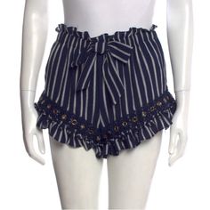 Cute Shorts Navy Summer Bottoms With Built-in Shorts, Summer Navy Bottoms With Built-in Shorts, Navy Bottoms For Summer Day Out, Chic Striped Bottoms For Beach Season, Navy Shorts With Elastic Waistband For Spring, Navy Short Bottoms For Beach Season, Navy Bermuda Shorts For Summer, Striped High Waist Bottoms For Beach Season, High Waist Striped Bottoms For Beach Season