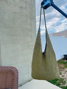 a bag hanging from the side of a building