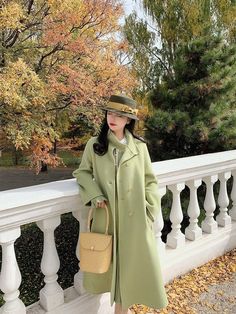 "All double-faced wool coat are 100% hand sewn and hand stitched. No Lining. 100% pure natural wool imported from Australia. The material is soft and comfortable, luxury and elegant. Button is excluded designed and perfectly match the coat. High Collar. Over sized, flexible shoulder and waist, same material belt included. Double button. No lining. Sleeve length is 3/4 to Full Length. CARE INSTRUCTION *Professional Dry Clean Only *Steam ironing *Do Not Bleach SIZE CHART: Based on approximate COAT Solid Wool Pea Coat For Spring, Spring Wool Pea Coat, Wool Coat For Cold Weather In Spring, Solid Wool Coat For Cold Weather In Spring, Green Wool Coat For Winter, Spring Long Wool Pea Coat, Khaki Long Wool Coat For Fall, Khaki Wool Coat For Work In Winter, Solid Wool Winter Coat