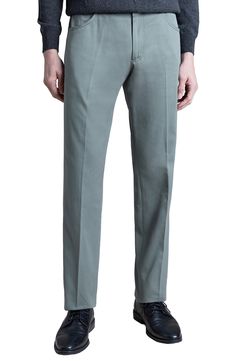 A hint of cashmere adds a touch of luxury to these breathable cotton-blend pants that are fashioned in Italy. Zip fly with button closure Five-pocket style 95% cotton, 5% cashmere Dry clean Made in Italy Casual Bottoms With Concealed Placket For Business Casual, Tailored Casual Bottoms With Concealed Placket, Fitted Cotton Bottoms With Straight Hem, Business Bottoms With Pockets For Spring, Spring Business Bottoms With Pockets, Elegant Cotton Bottoms With Straight Hem, Elegant Straight Leg Pants With Patch Pockets, Elegant Trousers With Patch Pockets, Fitted Cotton Dress Pants With Hip Pockets