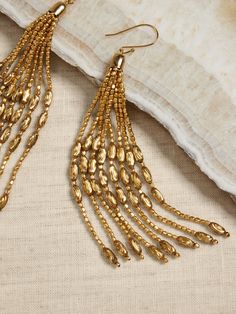 Golden Pod Earrings | Aureus + Argent | Banana Republic Factory Banana Republic Factory, Ear Wires, Banana Republic, Dangle Earrings, Brass, Beads, Gold