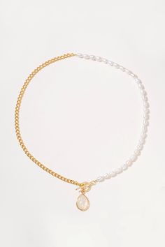 Amalthea Mother of Pearl Pendant Neckalce - Artsory Pearl Pendant Collar Necklace, White Pearl Pendant Chain Necklace, Delicate White Pearl Chain Necklace, Pearl White Pearl Necklace With Delicate Chain, Pearl Pendant Chain Necklace With Pearl Chain, Long Pearl Pendant Chain Necklace, Adjustable Pearl Pendant Chain Necklace, Long Pearl Chain Necklace With Pearl Pendant, White Baroque Pearl Necklace With Clavicle Chain