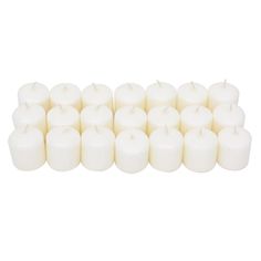 21-Pack Ivory Unscented Votive Candles Unscented Candles, Relaxing Night, Romantic Mood, Candle Shapes, Home Store, Votive Candles, At Home Store, White Material, Dinner Table