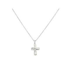 Add elegance to your look with this sterling silver mother of pearl cross pendant necklace. Click on this JEWELRY & WATCHES GUIDE to learn about fit, styles, materials and more! Add elegance to your look with this sterling silver mother of pearl cross pendant necklace. Click on this JEWELRY & WATCHES GUIDE to learn about fit, styles, materials and more! FEATURES Mother-of-pearl inlay Pendant size: 1.03" x 0.52" Chain length: 18 in. Chain type: cable Clasp: spring-ring Nickel free Metal: sterling Gift Cross Necklace With Pearl Pendant, Gift Pearl Pendant Cross Necklace, White Cross Necklace With Pearl Pendant, Silver Cross Jewelry With Pearl Pendant, White Cross Necklace With Medium-length Chain, White Cross Necklace As A Gift, Mother's Day Sterling Silver Cross Necklace, White Cross Necklace For Mother's Day, Mother's Day White Cross Necklace