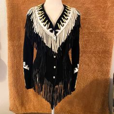 Diamond Leathers Womens Leather Western Style Fringe Jacket Size 10 Luxury Fitted Western Leather Jacket, Black Western Leather Jacket, Black Leather Jacket With Fringe, Black Leather Fringe Outerwear, Leather Fringe Coats & Jackets, Fringe Jacket, Women Diamond, Western Fashion, Size 10