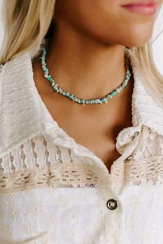 - Pull your OOTD together with layers of chic style! This trendy layered necklace is a versatile piece to add pop of boho style to your look. - Gold colored metal material - two layers including a chain link strand as well as a stone beaded strand - An adjustable length chain and clasp closure - Size: 14-17 inches Bohemian Turquoise Choker For Summer, Trendy Summer Jewelry For Layering, Bohemian Layered Choker Necklace, Chic Green Jewelry For Spring, Trendy Summer Layering Necklaces, Chic Green Spring Jewelry, Trendy Summer Layering Jewelry, Turquoise Bohemian Beaded Necklaces For Layering, Summer Multi-strand Beaded Necklaces