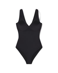 Designed with a beautiful textured fabric, this shaping one-piece was created to flatter every body. Featuring a unique design with flexible layers that target your core and a soft plunge neckline for a feminine fit, this style is equally as chic as it is sun and swim-friendly. | Spanx Women's SPANXshape Swim Pique Plunge One-Piece Elegant V-neck Stretch Shapewear, Elegant Seamless Fitted Shapewear, Elegant Compressive Full Coverage Swimwear, Elegant Fitted Seamless Shapewear, Elegant Compressive Solid Swimwear, Elegant Compressive Solid Color Swimwear, Elegant Compressive Smoothing Bodysuit, Elegant Compressive Seamless Bodysuit, Elegant Compressive Shapewear With Built-in Bra