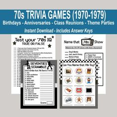 birthdays and anniveries for trivia games 1970 - 79th birthdays