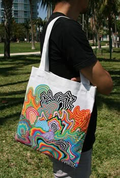 Diy Tote Bag, Painted Clothes, Eco Bag, Canvas Designs, Art Clothes