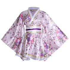 PRICES MAY VARY. !!!Please Use The Size Chart Image on the Left. Do not use Amazon's "Size Chart" link.!!!! -Features: Short Style kimono robe in bright color with Peony pattern, elegant and pretty. simple to wear.Top is separated from the skirt.Wide belt and large bow.Blue string adorns the waist.Collars and hemlines are decorated with white lace.If the v-neck is deep, a black cloth covers the front chest.No embarrassment. -Material： Made of 100% Polyester. light weight and airy and satin soft Skirt Belt Outfit, Japanese Traditional Geisha, Geisha Outfit, Kimono Dress Traditional, Short Kimono Dress, Traditional Geisha, Belt Bow, Belt Outfit, Peony Pattern