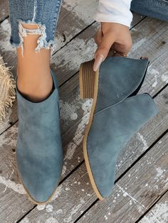 2024 Fall/Winter New Chunky Heel Pointed Toe Back Zipper Women's Fashion  Boots Blue         Women Shoes, size features are:Bust: ,Length: ,Sleeve Length: Fall Shoes 2024 Women, Low Heel Shoes, Boots Women Fashion, Fall Shoes, Womens Boots Ankle, Short Boots, Kids Beachwear, Bold Fashion, Chunky Heel