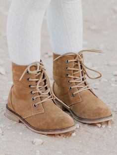 Brown Lace-up Boots With Rubber Sole For Fall, Fall Suede Lace-up Boots With Moc Toe, Sweethoney Clothing, Toddler Leather Boots, Brown Suede Lace-up Boots With Stitched Sole, Fall Picture Outfits, Toddler Girl Boots, Toddler Boots Girl Brown, Baby Girl Boots