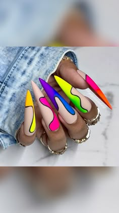 Nail Korean, Stiletto Press On Nails, Fake Acrylic Nails, Fairy Nails, Nail 2023, Design Black Gold, Nails Y2k, Fake Nails Long, Nail Acrylic