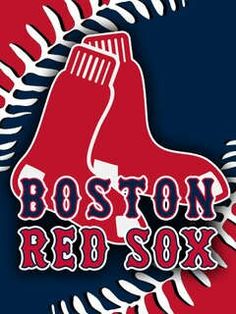 the boston red sox logo is shown on a blue background with white and red leaves