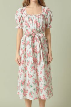 Are you looking to make a statement with your style? Then look no further than this modern floral print linen midi dress. Crafted in a lightweight fabric with an all-over floral pattern this dress features a square neckline puff short sleeves and a loose fit. It's detailed with a removable belt for added definition and movement. Whether it's for a day out or even an evening occasion this midi dress fits the bill. Floral Midi length Loose fit Square neckline Full placket Puff short sleeves Remova Casual White Dress, Linen Midi Dress, Cotton Shirt Dress, Shirt Dress Style, Review Dresses, Easter Dress, Women Outfits, Modern Floral, White Midi Dress