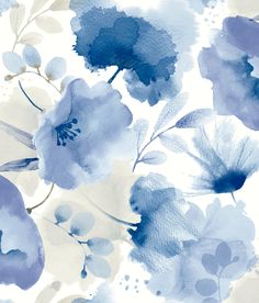 sample watercolor bouquet wallpaper in cobalt from the blooms second edition resource library 1 Bouquet Wallpaper, Gradient Image, Watercolor Floral Wallpaper, Soft Gradient, Wallpaper For Sale, Drops Patterns, Watercolor Bouquet, W Wallpaper, York Wallcoverings