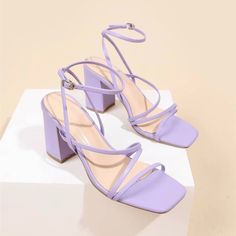 These Were Purchased And Never Worn. They Are Brand New, Did Not Fit. Size 6, Light Purple Colored With A Chunky Heel About 3 Inches. They Are Very Comfortable And Super Cute To Pair With A Summer Dress. Lavender Heels, Summer Sandals Heels, Purple High Heels, Purple Sandals, Shein Shoes, Purple Heels, White Sandals Heels, Summer Heels, Heels Classy