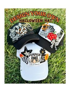 Halloween Costume Hat, One Size Fits Most, Novelty Brimmed Halloween Hat, Novelty Brimmed Hat For Halloween, Themed Halloween Cap, Halloween Hat With Short Brim, One Size, Halloween Novelty Mini Hat With Curved Brim, Themed Halloween Hat, One Size Fits Most, Black Halloween Trucker Hat, Themed Halloween Hat One Size Fits Most