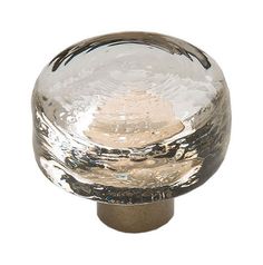 a close up of a glass door knob on a white background