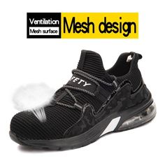 Key Features【 slip-resistance】 Non-slip, makes it easy to get on your feet no matter what the terrain or conditions are. Relaxed fit design for a roomy and comfortable wearing experience. Steel Toe: The steel toe can protect the foot from external injuries.Air Cushion: Air cushion sole is more comfortable to wear.Slip-on: Slip-on design makes it easier to put on and take off.Lightweight & Breathable: The shoes are lightweight and breathable for extended wear.Multi-Scene: Functional and fashionab Wear-resistant Training Sneakers With Round Toe, Durable Black Sneakers For Streetwear, Black Long-lasting Sneakers For Streetwear, Shock Resistant Streetwear Running Shoes With Round Toe, Shock Resistant Streetwear Running Shoes, Functional Shock Resistant Running Shoes For Streetwear, Black Dynamic Shock Resistant Running Shoes, Dynamic Black Running Shoes With Shock Resistance, Dynamic Black Shock Resistant Running Shoes