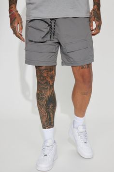 Available In Grey. Drawstring Elastic Waist Side Hand Pockets 1 Zipper Pocket Utility Pockets Back Pocket Shell: 100% Nylon Imported | Mens Safe Side Utility Nylon Shorts in Grey size XL by Fashion Nova Nylon Shorts, Service Women, Utility Pockets, Free Dresses, Popular Outfits, Personal Marketing, Jeans For Sale, Grey Fashion, Mens Shorts