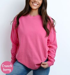 Blank Comfort Color Long Sleeve Shirt Unisex Long Sleeve Top Wholesale Clothing Blank Shirt Long Tshirt Women Long Sleeve Men Tee Long Shirt ✨ PRODUCT DESCRIPTION ✨ ∘ ∘ For an Oversized look, consider sizing up 1-2 above your normal size. ∘ ∘ UNISEX TSHIRT ∘ Relaxed fit ∘ Medium fabric ∘ 100% Preshrunk Cotton ∘ Garment-dyed fabric ∘ Double-needle topstitch seams for long-lasting ∘ ∘ Design colors may differ slightly from the final printed item due to the printing process and monitor calibration. ∘ ∘  📏 SIZE 📏 ∘ Adult Unisex sizing. We have a size chart on our listing photos ↑. ⏱️ SHIPPING & PRODUCTION TIME ⏱️ ∘ Please allow 1-5 business days for processing time. ∘ Shipping time is 3-5 business days. ✨ CARE INSTRUCTIONS ✨ ∘ Inside out, wash cold with a delicate cycle ∘ Hang Dry ∘ Do not u Pink Oversized Long Sleeve T-shirt, Basic Long Sleeve T-shirt With Relaxed Fit, Oversized Pink Plain Tops, Solid Color Long Sleeve Plain T-shirt, Pre-shrunk Long Sleeve Relaxed Fit T-shirt, Plain Long Sleeve T-shirt With Relaxed Fit, Long Sleeve Plain T-shirt With Relaxed Fit, Basic Long Sleeve Plain Shirt, Plain Pink Cotton Tops