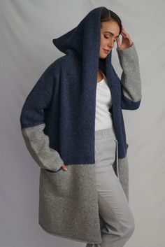 An open-front Coat in a selection of two colors and everyday neutrals, offers a long length of coziness.The best option to wear while working from home! This Alpaca Coat has everything... it is warm, cozy and stylish. Womens Sweater Coats, Intermediate Knitting Patterns, Alpaca Coat, Knit Coat, Alpaca Cardigan, Capes & Ponchos, Cardigan Knit, Poncho Tops, Knitted Coat