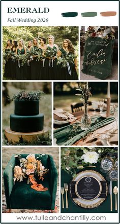 the emerald green wedding color scheme is perfect for an outdoor ceremony