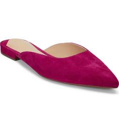 Lauren Ralph Lauren Suede Mules 100% Leather Size 36 / Us 6 Chic Pointed Toe Flats With Cushioned Footbed, Slip-on Sandals With Cushioned Footbed And Pointed Toe, Spring Low Heel Suede Lined Heels, Pink Suede Flats, Medium Width Suede Sandals With Pointed Toe, Pink Closed Toe Flats For Work, Pink Almond Toe Flats With Medium Width, Pink Almond Toe Flats Medium Width, Pink Leather Almond Toe Flats