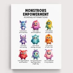 a poster with different types of monsters on it's front and back cover, which says