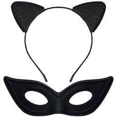 a black cat mask with ears on it