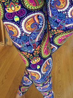 Soft Multicolor Brushed Paisley Floral Leggings S M L One Size Plus 1X 2X Paisley Floral, Plus Size Leggings, Floral Leggings, Printed Leggings, Pants Outfit, Paisley, Violet, Shoes Accessories, Leggings