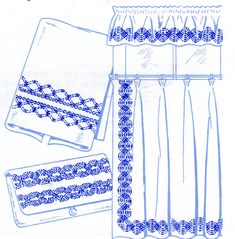 an image of the pattern for curtains and valances, with instructions on how to sew them