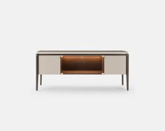 the sideboard is made from wood and metal