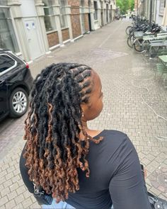 locs. Basic Loc Retwist Style, Braid Back Loc Styles, Locs Styling For Women, Dreads Girl Hairstyles, Neck Length Locs Styles Black Women, Long Lasting Loc Styles, Loc Styles Down Do, Bucket Hat With Locs, Loose Loc Styles