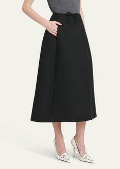 Find VALENTINO Bow Pintuck Wool Midi Skirt on Editorialist. Valentino Garavani pintuck skirt with bow detail High waist Aline silhouette Midi length Side slip pockets Back zip Virgin wool/silk Made in Italy Evening A-line Skirt With Box Pleat, Evening Pleated A-line Skirt, Evening A-line Skirt With Pleated Waist, Evening A-line Skirt With Accordion Pleats, Evening A-line Pleated Skirt With Lining, Elegant A-line Pleated Skirt For Cocktail, Formal A-line Bottoms With Box Pleat, Elegant A-line Bottoms For Evening, Voluminous A-line Skirt For Evening