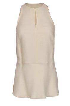 Current Boutique-Ralph Lauren - Cream Silk Sleeveless Blouse w/ Front Keyhole Sz 4 Wide Legged Trousers, Modern Blouse, French Girl Chic, American Fashion Designers, Cream Silk, Chic Shop, Sleek Style, Buy Shoes Online, Ralph Lauren Outfits