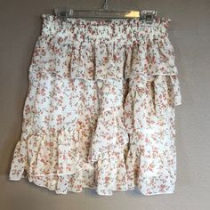 Cute Princess Polly Floral, Ruffled, Tired Skirt With Elastic Waist. Nwt. Cream With Pink, Yellow And Green Floral. Size 6 Tired Skirt, Cute Princess, Yellow And Green, Princess Polly, Tiered Skirt, Pink Yellow, Elastic Waist, Womens Skirt, Size 6