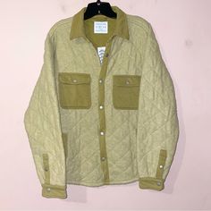 Urban Outfitters Yellow / Green Padded / Puff 100% Cotton Lining Shacket Style Jacket Buttons Pockets Size: M Nwt! Brand New!! Msrp: $79! ** This Jacket Is Purposefully Pilled. That Is The Style. See Pictures Before Purchasing! ** Shacket Style, Urban Outfitters Jacket, Puff Jacket, Men's Jackets, Jacket Buttons, Mens Jackets, Urban Outfitters, Jackets & Coats, Brand New