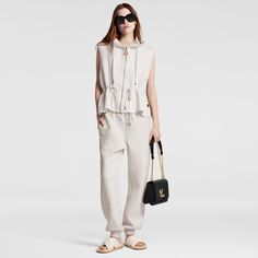 LOUIS VUITTON® - Embossed Monogram Jogging Pants - Milk White Trunk Bag, Spring Sandals, Stole Scarf, Leather Denim, Louis Vuitton Official, Monogram Bag, Jogging Pants, Fashion Jewelry Earrings, Wallet Chain