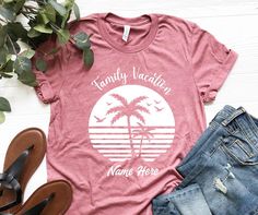 "Family Vacation Shirt, Summer Shirts, Family Matching Shirt, Summer Vacation Tshirts, Beach Shirts, Summer Family Matching Shirt HOW TO ORDER Please, check and review all photos Choose your custom text, font option, and text color. Choose your size from the drop-down menu and add each shirt to your cart one at a time. Click add to cart. You can go back to add more product Click \"Proceed to check out\" When you check out, you can add a note to the seller for any request Youth, toddler unisex ad Casual Letter Print Shirt For Family Vacation, Family Matching Vacation T-shirt, Casual Cotton Tops For Family Vacation, Casual Shirt With Letter Print For Family Vacation, Family Matching Summer Vacation Shirt, Summer Family Matching Shirt For Family Vacation, Family Matching Shirt For Summer Vacation, Casual Relaxed Fit Shirt For Family Vacation, Family Matching Summer Shirt For Vacation